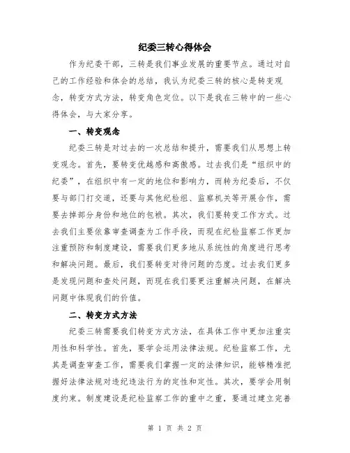纪委三转心得体会