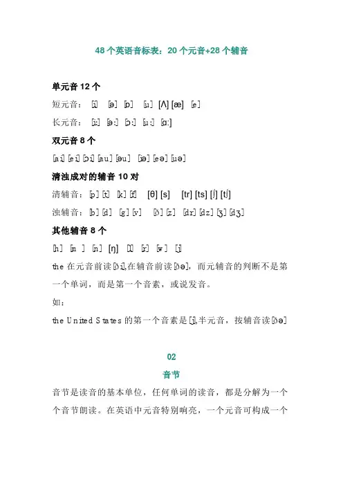 48个英语音标及读法