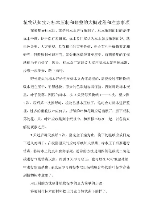 植物认知实习标本压制和翻整的大概过程和注意事项