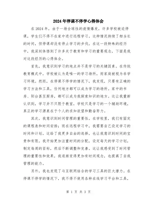 2024年停课不停学心得体会