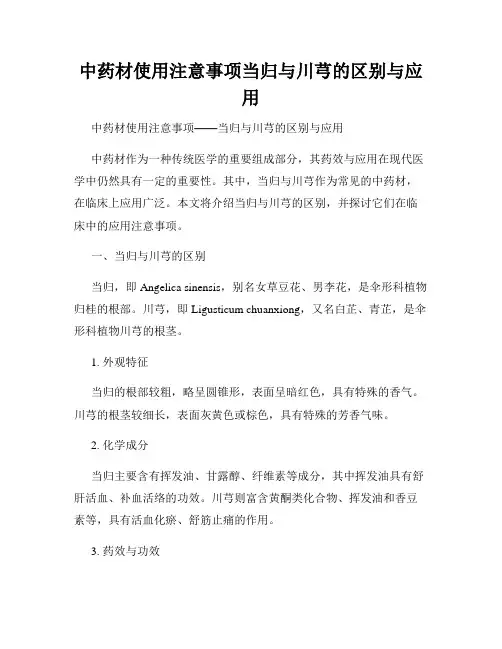 中药材使用注意事项当归与川芎的区别与应用