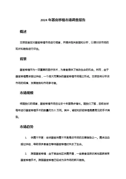 2024年器官移植市场调查报告