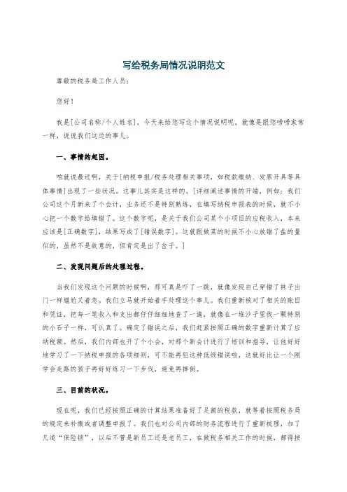 写给税务局情况说明范文