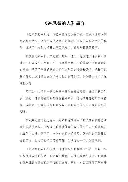 《追风筝的人》 简介