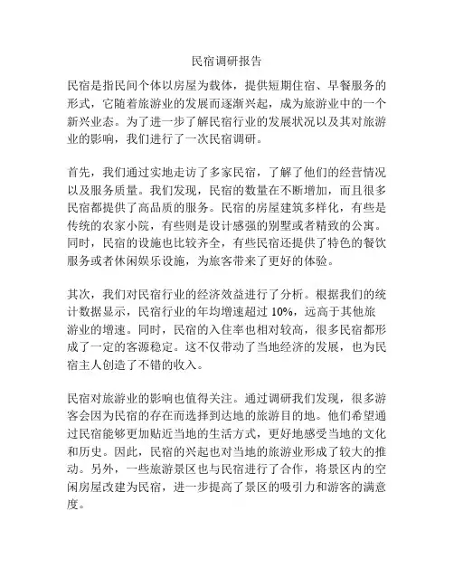 民宿调研报告