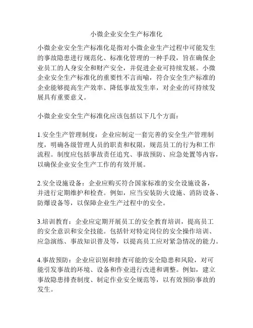 小微企业安全生产标准化