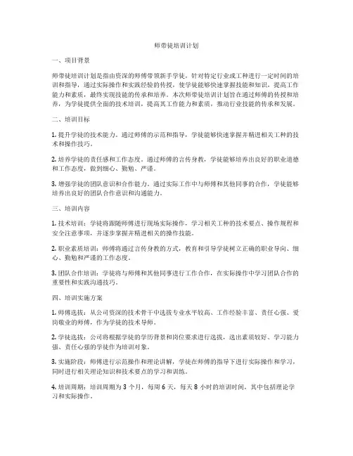 师带徒培训计划
