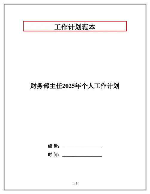财务部主任2025年个人工作计划