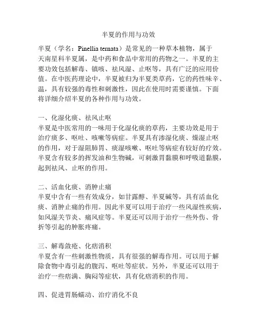 半夏的作用与功效