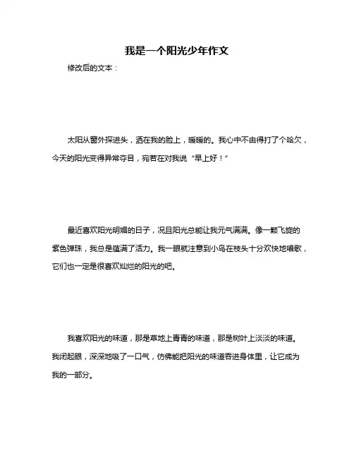 我是一个阳光少年作文