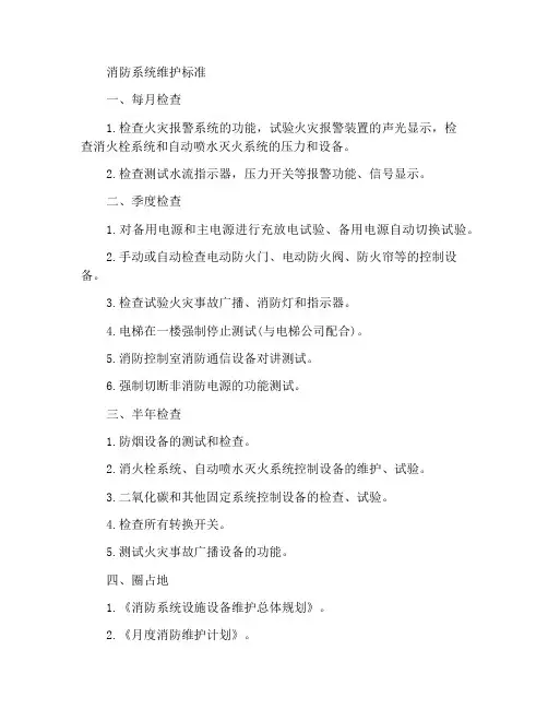 消防系统维修保养工作标准