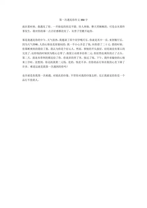 第一次遇见你作文350字高分作文