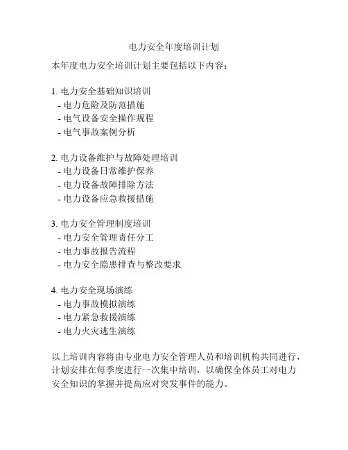 电力安全年度培训计划