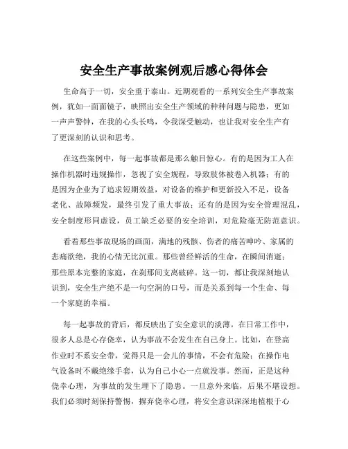 安全生产事故案例观后感心得体会