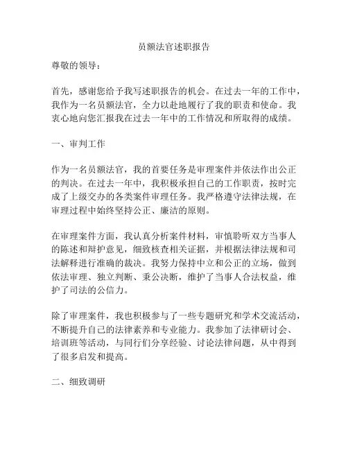 员额法官述职报告