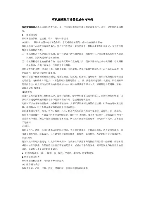 有机玻璃丝印油墨的成分与种类