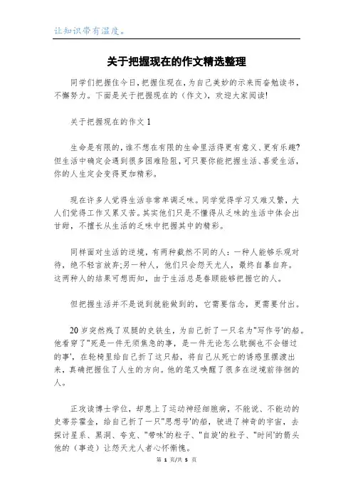 关于把握现在的作文精选整理