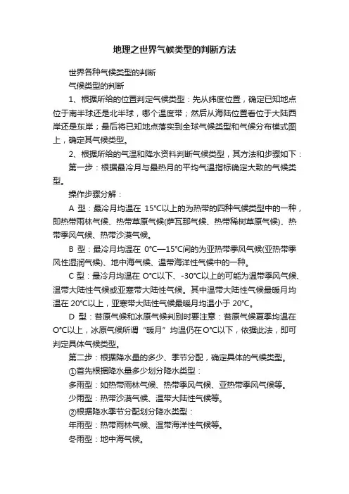 地理之世界气候类型的判断方法