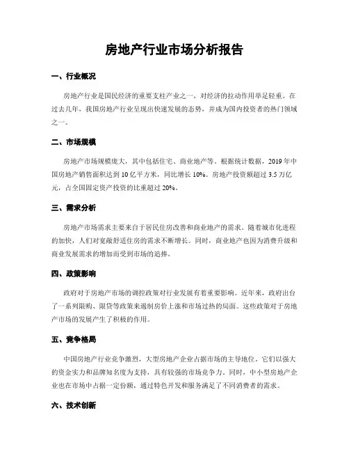 房地产行业市场分析报告