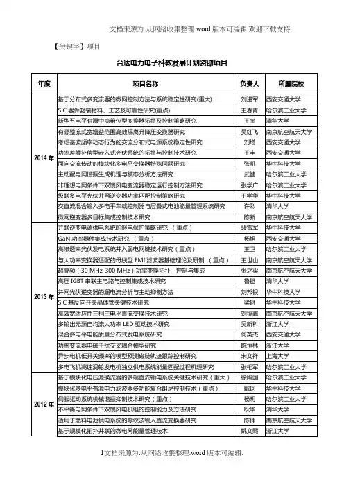 【项目】台达电力电子科教发展计划资助项目