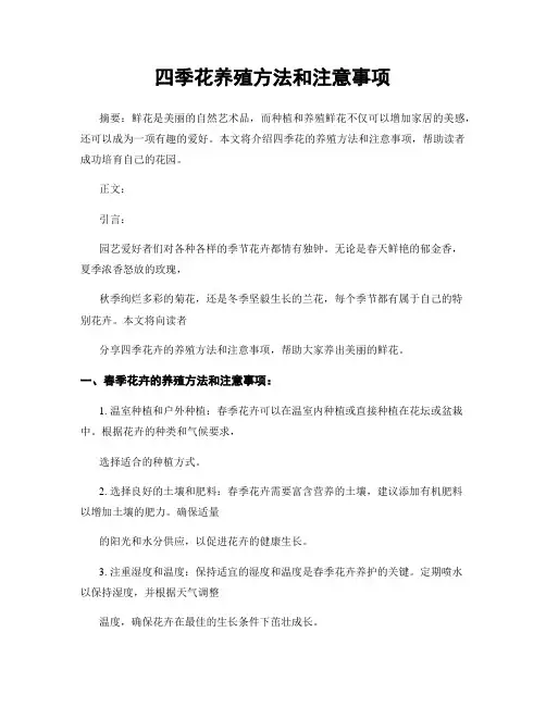 四季花养殖方法和注意事项