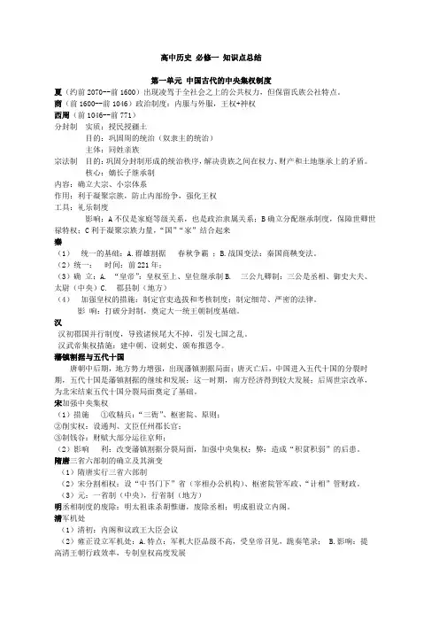 高中历史必修一知识点岳麓版1