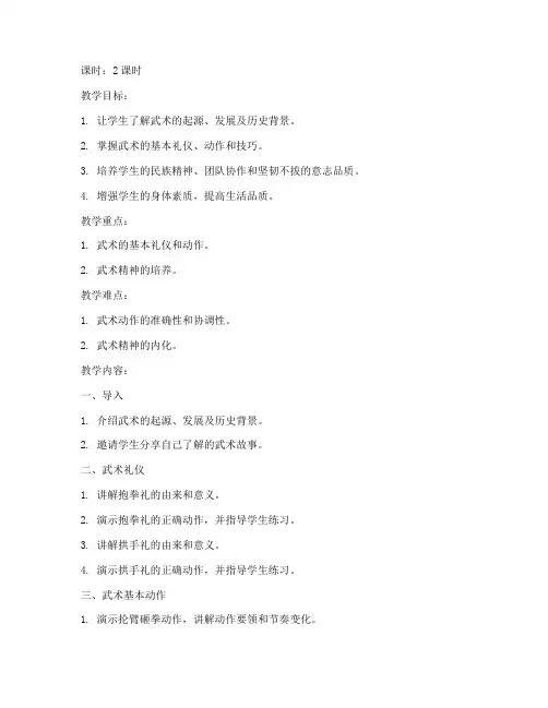 大学武术文化课程教案