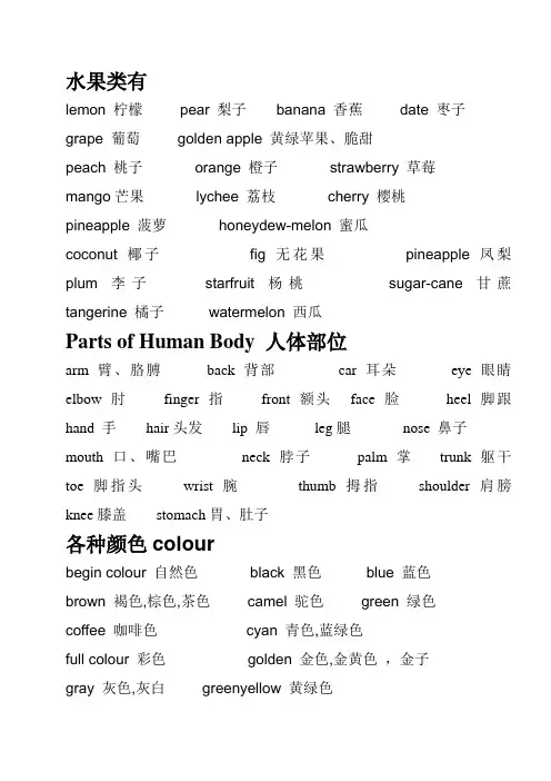 英语单词(水果类名称)
