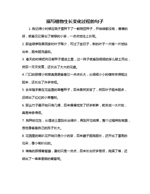描写植物生长变化过程的句子