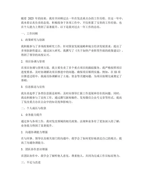 发改重点办个人工作总结