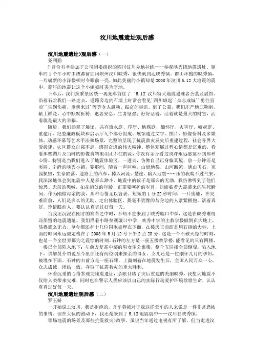 汶川地震遗址观后感