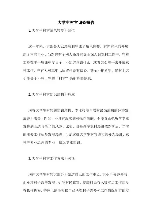 2021年大学生村官调查报告