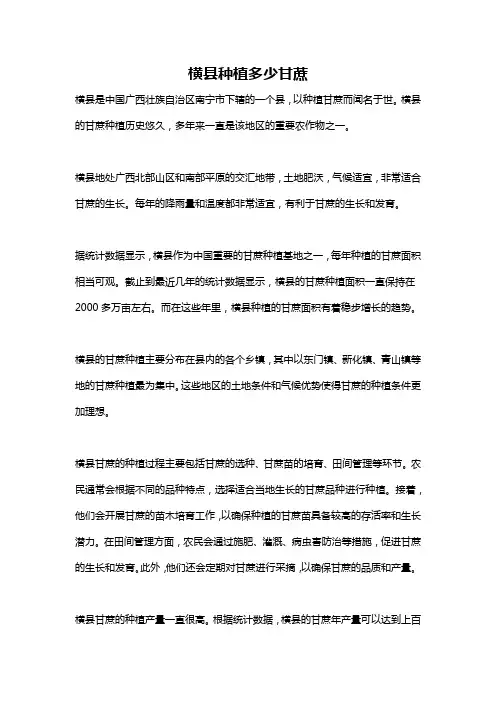 横县种植多少甘蔗
