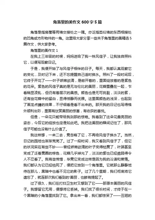 角落里的美作文600字5篇
