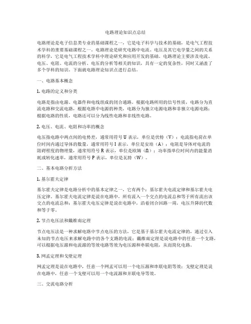 电路理论知识点总结