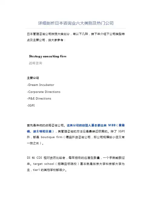 详细剖析日本咨询业六大类别及热门公司