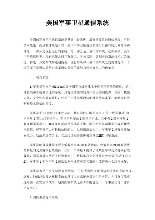 美国军事卫星通信系统
