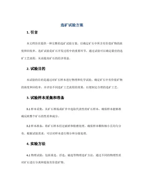 选矿试验方案
