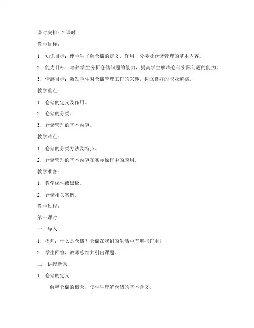 仓储概述讲解教案模板及范文