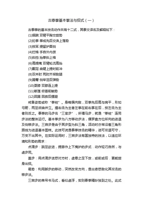 古泰拳基本拳法与招式（一）