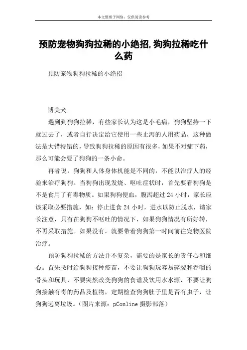 预防宠物狗狗拉稀的小绝招,狗狗拉稀吃什么药