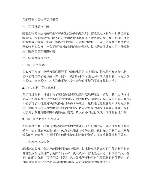 智能微电网实验室实习报告
