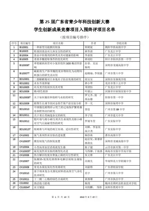 第25届广东省青少年科技创新大赛