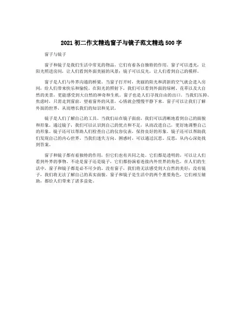 2021初二作文精选窗子与镜子范文精选500字