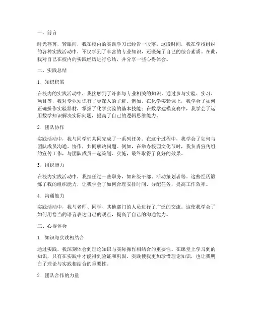 校内实践总结及心得体会