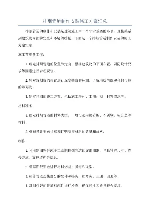 排烟管道制作安装施工方案汇总