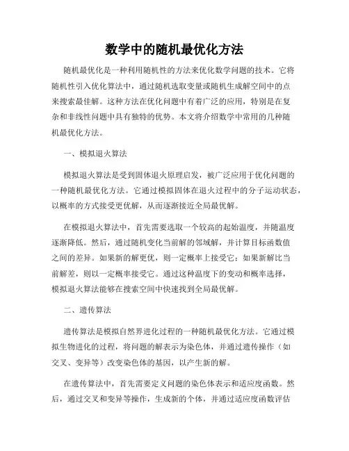 数学中的随机最优化方法