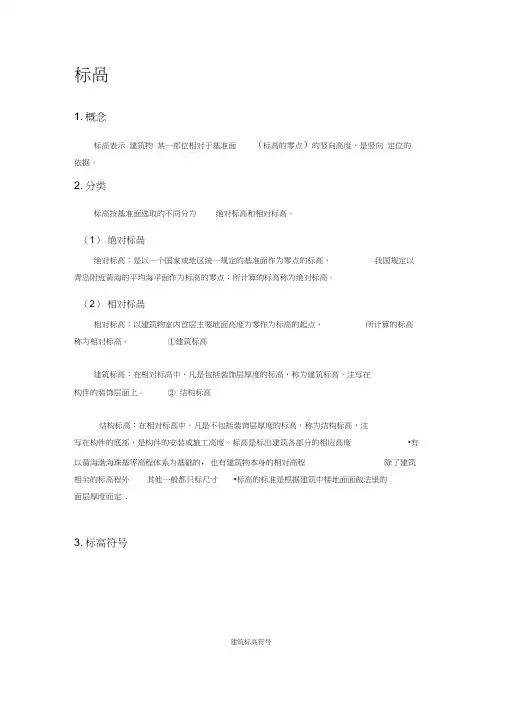 (完整版)标高及正负零定义
