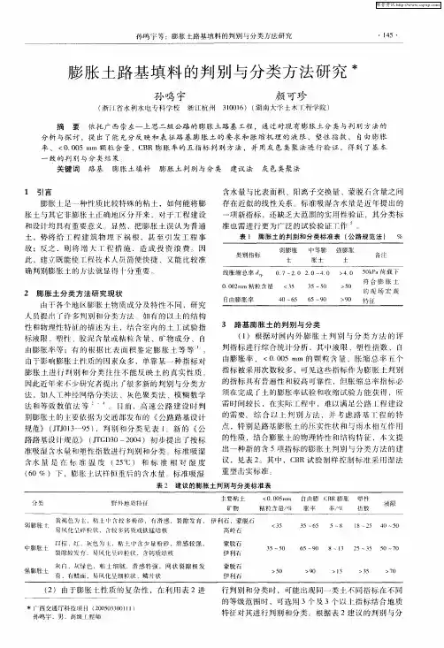 膨胀土路基填料的判别与分类方法研究