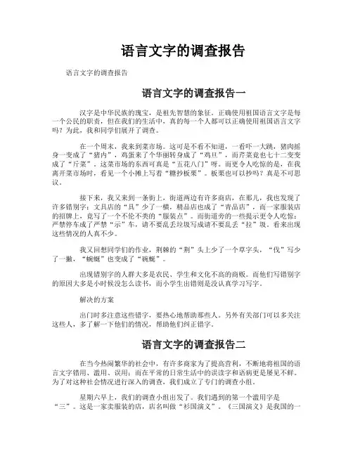 语言文字的调查报告